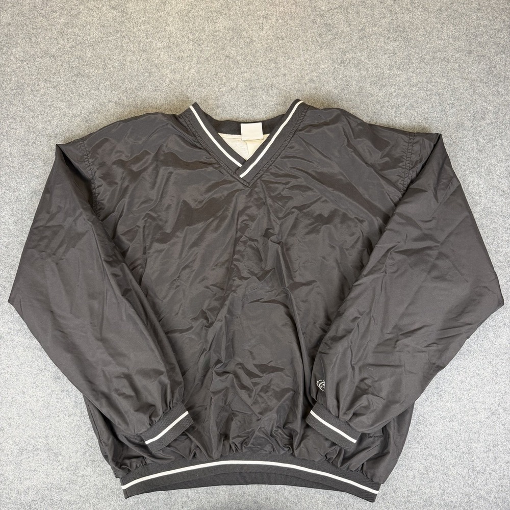 Rawlings Vintage Men's XL Windshirt Pullover V-Neck Jacket Windbreaker Black